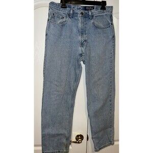 Vintage Eddie Bauer Denim Men Light Wash Blue Denim Jeans Sz 34x30 90's STAIN